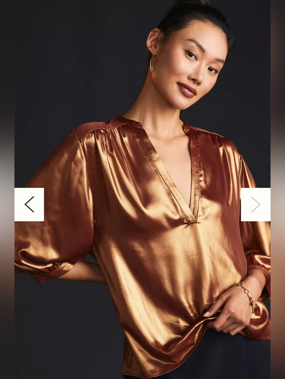 Anthropologie Metallic Foil Blouse